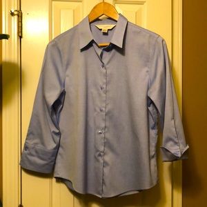Petite Sophisticate blue oxford shirt, size M